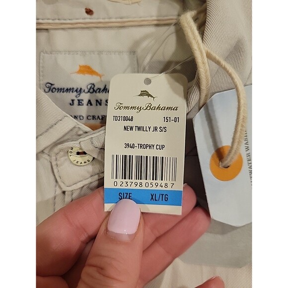 NWT Tommy Bahama Shirt Tahitian Twilly Short Sleeve Button Front XL Beige Resort - Picture 8 of 12